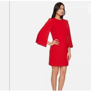 Tahari Arthur S. Levine Red Split Cape Sleeve Dress - Plus Size
